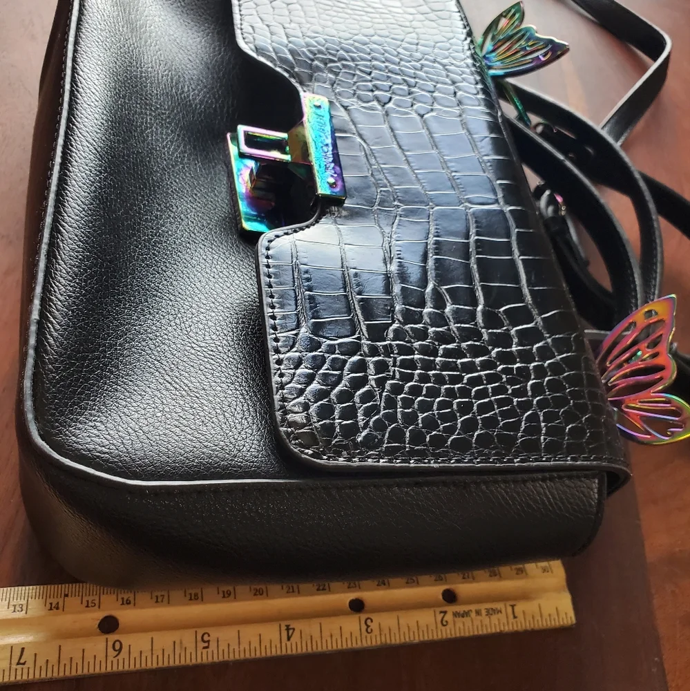 Betsey Johnson Beautiful Oil Spill Butterfly Black Purse (Like NEW) - Picture 8 of 9